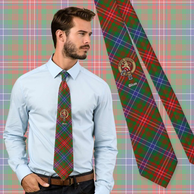 Clan Wilson Wappen über das moderne Tartan Krawatte (Von Creator hochgeladen)
