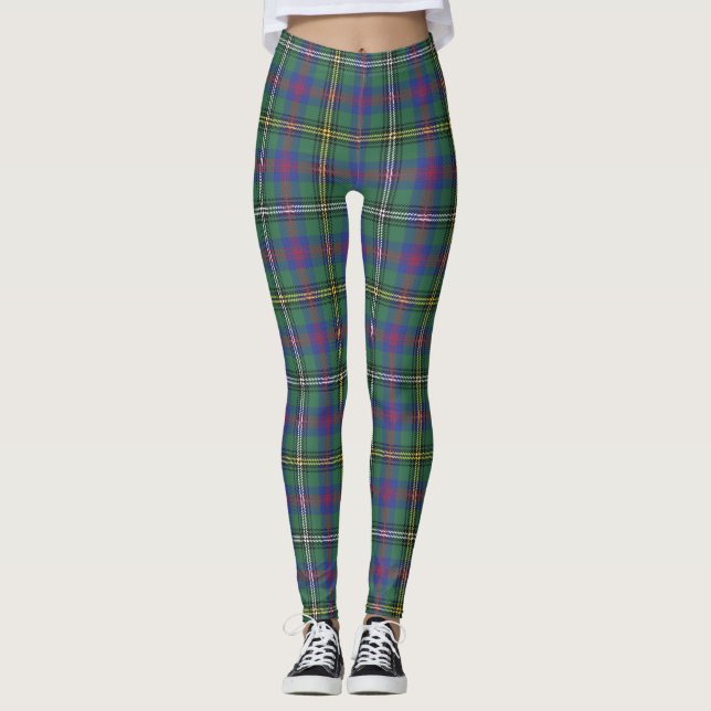 Clan Wood Tartan Kariert schottisches Kilt-Muster Leggings (Vorderseite)