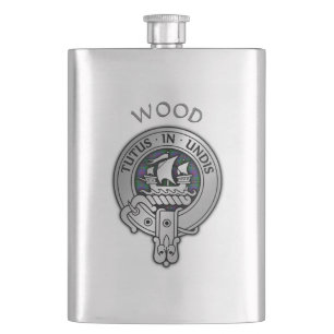 Clan Wood Wappen & Tartan Flachmann
