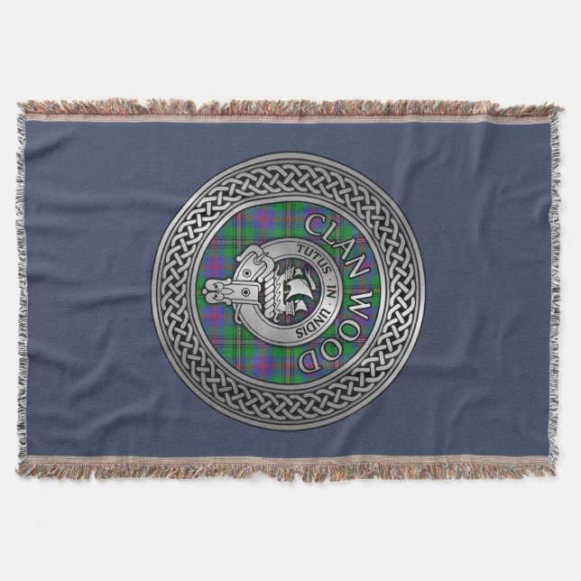 Clan Wood Wappen & Tartan Knot Decke (Vorderseite)