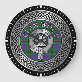 Clan Wood Wappen & Tartan Knot Große Wanduhr