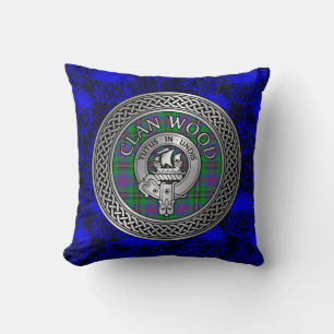 Clan Wood Wappen & Tartan Knot Kissen