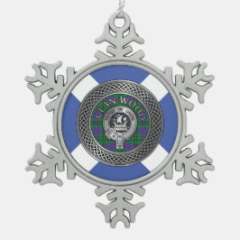 Clan Wood Wappen & Tartan Knot Schneeflocken Zinn-Ornament