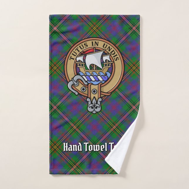 Clan Wood Wappen über Tartan Badhandtuch Set (Handtuch)