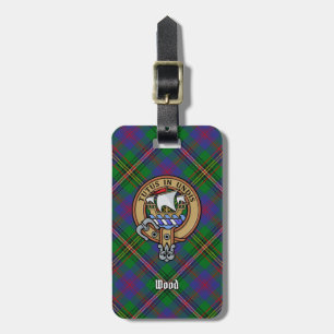 Clan Wood Wappen über Tartan Gepäckanhänger