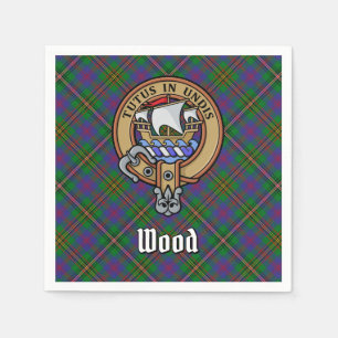Clan Wood Wappen über Tartan Serviette