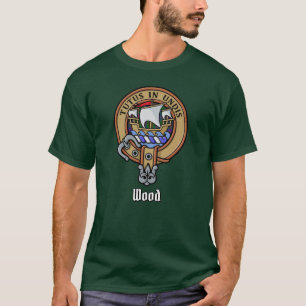 Clan Wood Wappen über Tartan T-Shirt