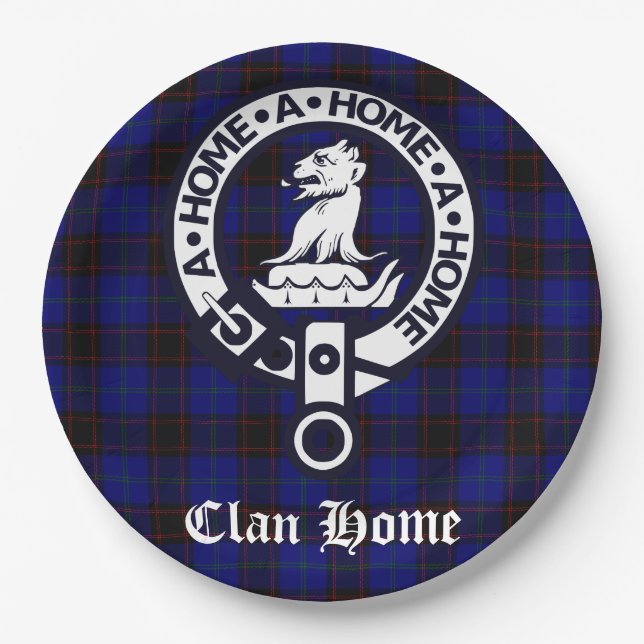 Clan Zuhause Wappen Abzeichen und Tartan Pappteller (Vorderseite)