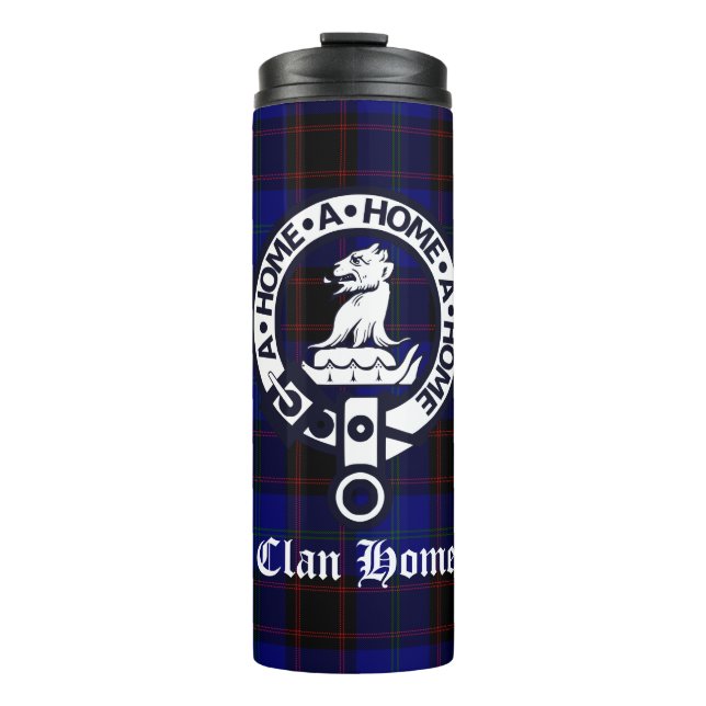 Clan Zuhause Wappen Abzeichen und Tartan Thermosbecher (Vorderseite)