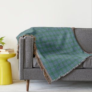 ClanIrvinetartan-hellblaues und grünes kariertes Decke