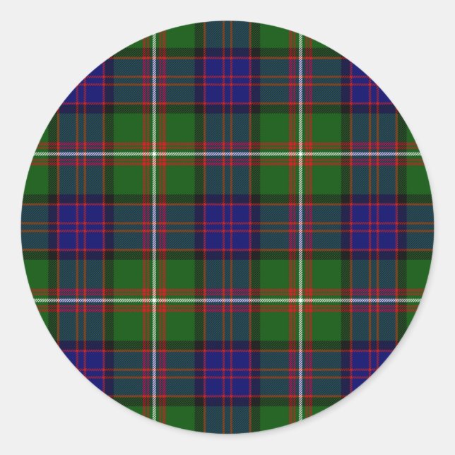 Clanranald tartan blau grün kariert runder aufkleber (Vorderseite)