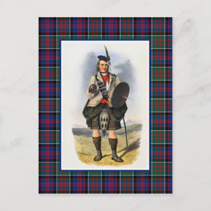 Clanranald Vintage-Illustration Tartan-Rahmen Postkarte