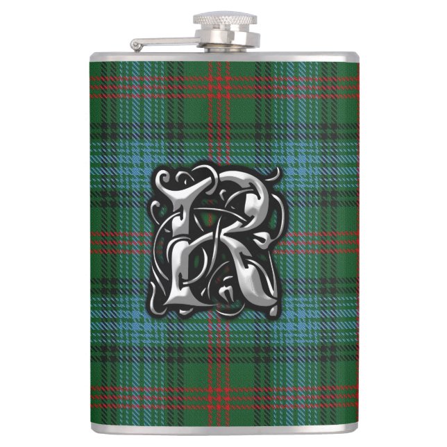 Clanross-Jagdtartan-alte Schottland-Flasche Flachmann (Vorderseite)
