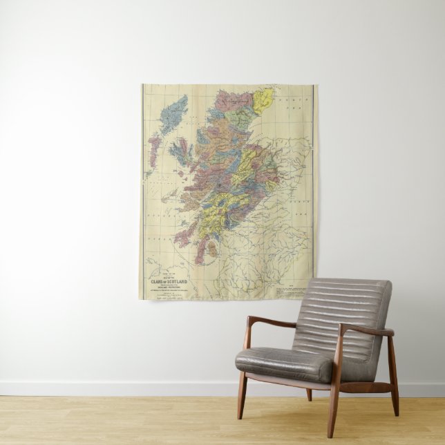 Clans of Scotland Historical Map Clan Locations Wandteppich (Beispiel)