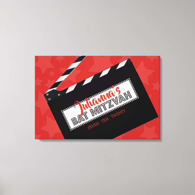 CLAPBOARD Bar Bat Mitzvah Sign in Memory Board Leinwanddruck (Vorderseite)
