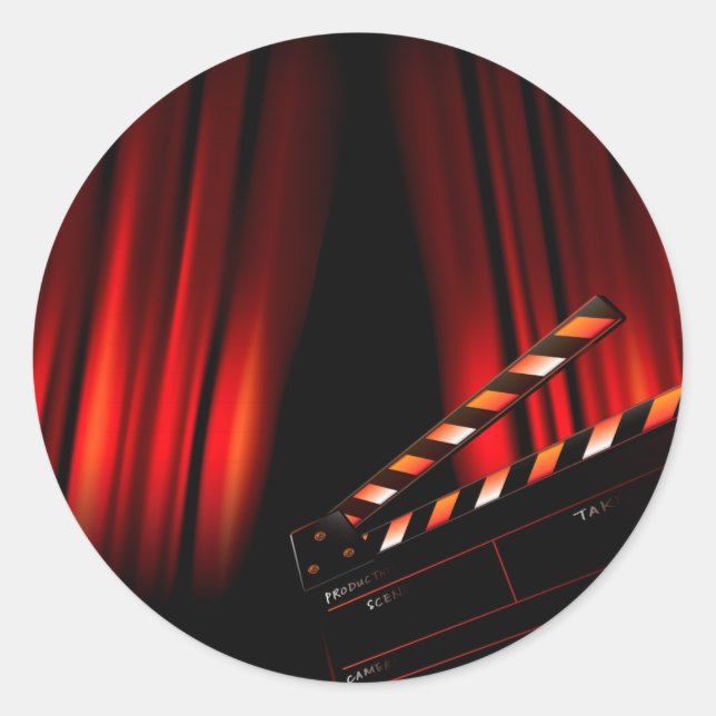 Clapboard Director Red Movie Vorhang Runder Aufkleber (Vorderseite)