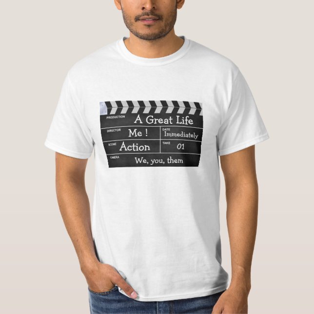 clapperboard Kino "ein großes Leben " T-Shirt (Vorderseite)