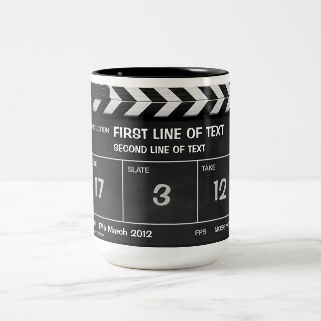 CLAPPERBOARD KLASSISCHE Tasse mit Ihrem Text (Mittel)