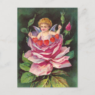 Clapsaddle: Blumencherub Rose Postkarte