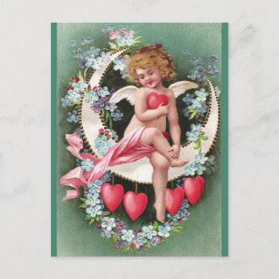 Clapsaddle: Cherub auf einer Sichelmond 1 Postkarte