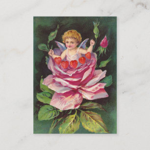 Clapsaddle: Flower Cherub Rose Visitenkarte