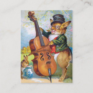 Clapsaddle: Hase mit Cello Visitenkarte