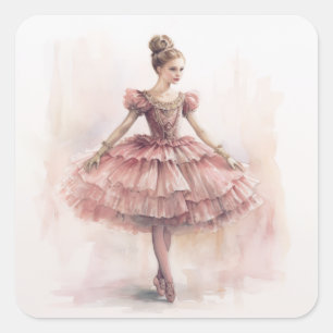Clara (blonde Haare) aus dem Nussknacker-Ballett Quadratischer Aufkleber