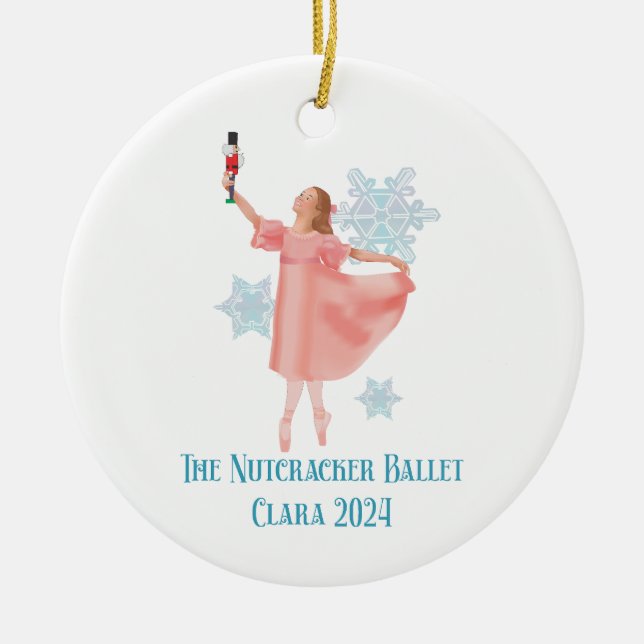 Clara mit Nutcracker 2024 Keramik Ornament (Vorne)