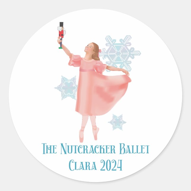 Clara mit Nutcracker 2024 Runder Aufkleber (Vorderseite)