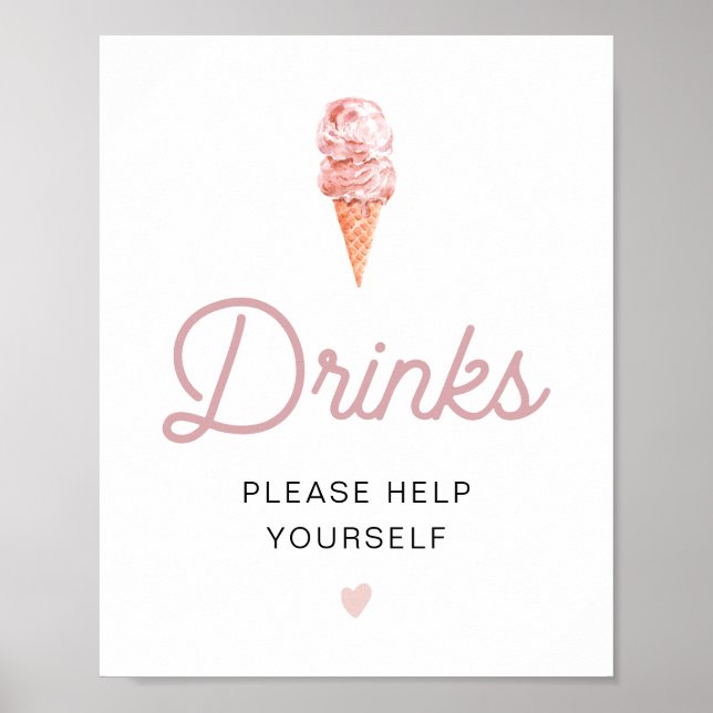 CLARA Retro Rosa Eis Creme Drinks Bar Poster (Vorne)
