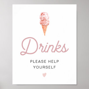 CLARA Retro Rosa Eisgetränkebar-Plakat Poster