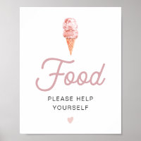 CLARA Retro Rosa Ice Creme Food Table Plakat signi