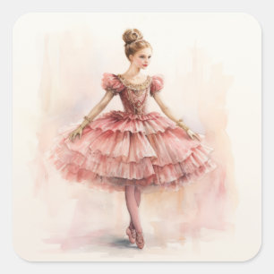 Clara (Rote Haare) aus dem Nussknacker-Ballett Quadratischer Aufkleber