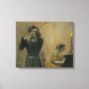 Clara Schumann (1819-96) und ein Violinist, 1854 Leinwanddruck