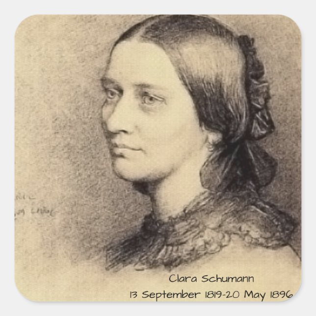 Clara Schumann Quadratischer Aufkleber (Vorderseite)