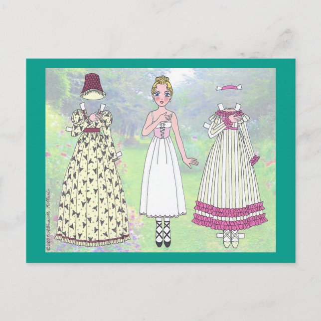 Clare, eine Regency Lady Paper Doll Post Card Postkarte (Vorderseite)