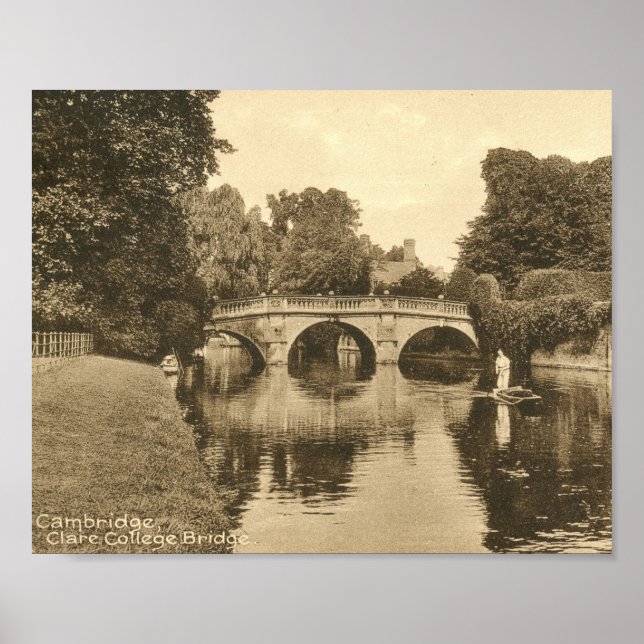 Clare Uni Bridge, Cambridge England Vintag Poster (Vorne)