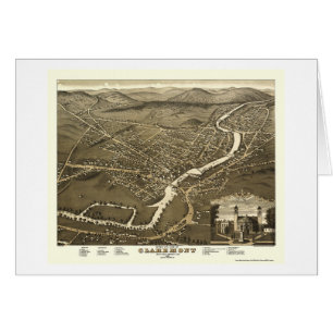 Claremont, carte panoramique de NH - 1877