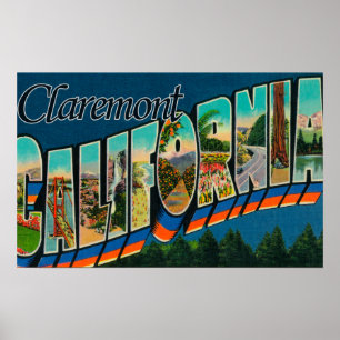 Claremont, Kalifornien - große Buchstabe-Szenen Poster