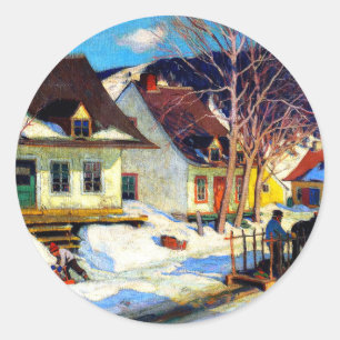 Clarence Gagnon - Dorf in Quebec Runder Aufkleber
