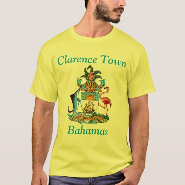 Clarence Town, Bahamas mit Wappen T-Shirt (Vorderseite)