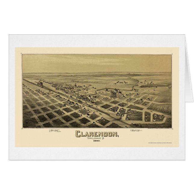 Clarendon, carte panoramique de TX - 1890 (Devant horizontal)