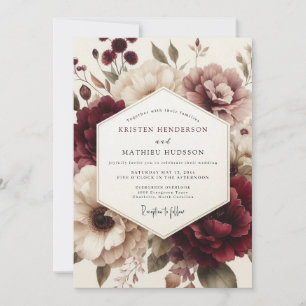 Claret Moody Bloom Hochzeit Einladung