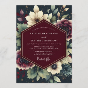 Claret Noir Meisterwerk-Hochzeit Einladung