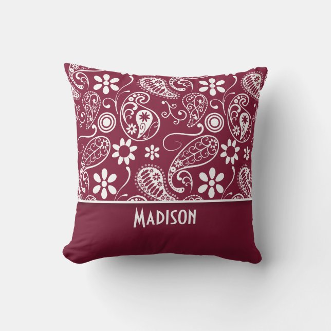 Claret Paisley, Personalisiert Kissen (Vorderseite)