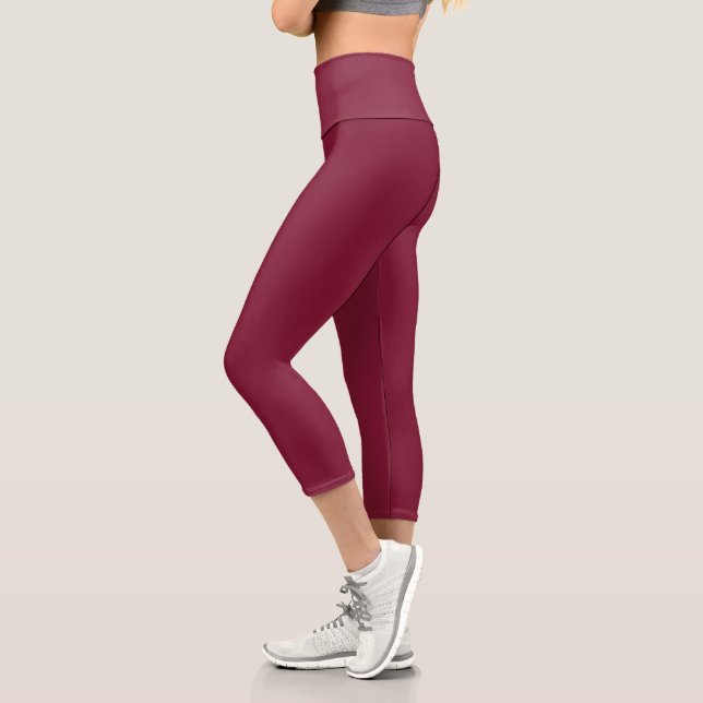 Claret Solid Color | Classic | elegant Capri Leggings (Links)