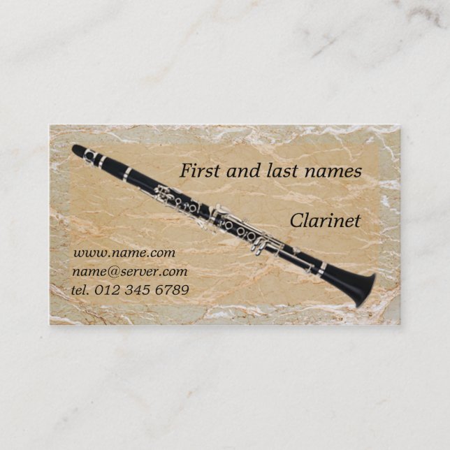 Clarinet auf MarmorVisitenkarte Visitenkarte (Vorderseite)