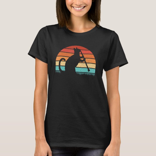 Clarinet Cat Player Retro Clarinetist Music T-Shirt (Vorderseite)