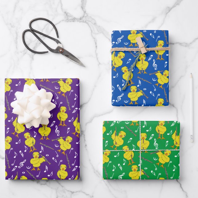 Clarinet Chick Clarinets Musiknoten Geschenkpapier Set (Vorderseite)