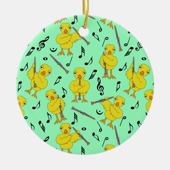 Clarinet Chick Clarinets Musiknoten Keramik Ornament (Vorne)
